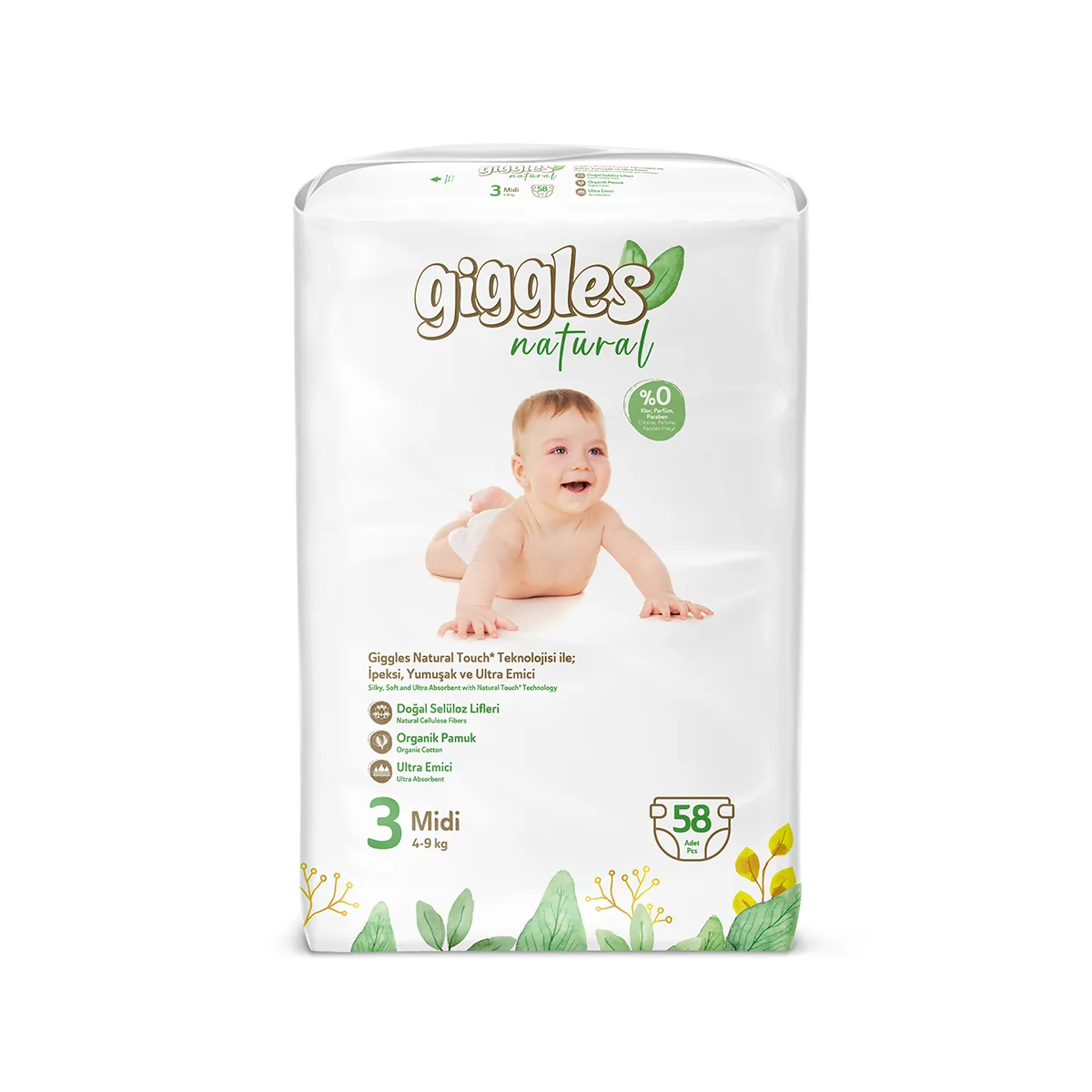 Детские подгузники Giggles Natural оптом — KING STONE